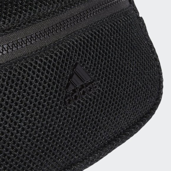 Adidas Air Mesh Waist Pack Adjustable Crossbody Bag Black Festival Pouch #719 - Picture 6 of 8